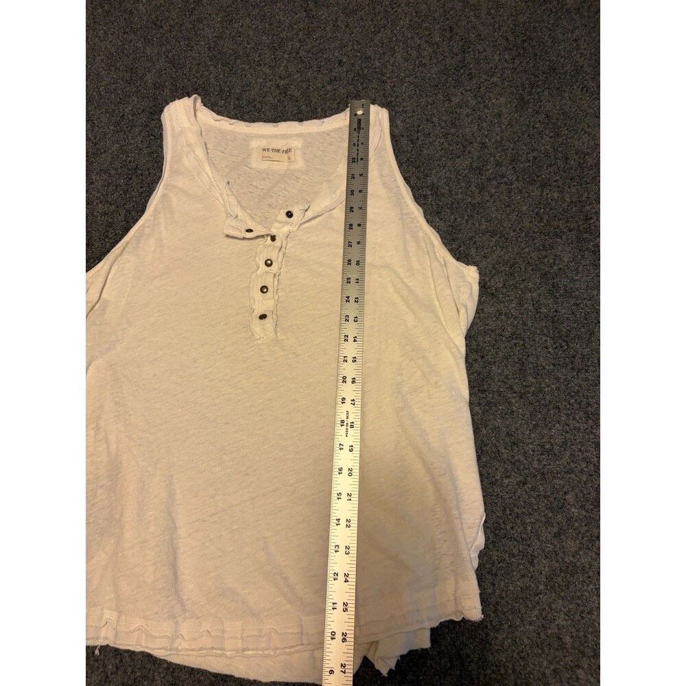 We The Free Love Language Henley Tank XL White Linen Cotton Raw Edge Free People - Picture 7 of 7